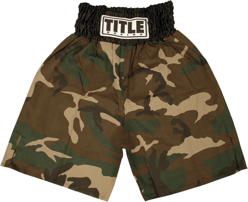 Title Boxing Stock Boxing Trunks - Green Camo